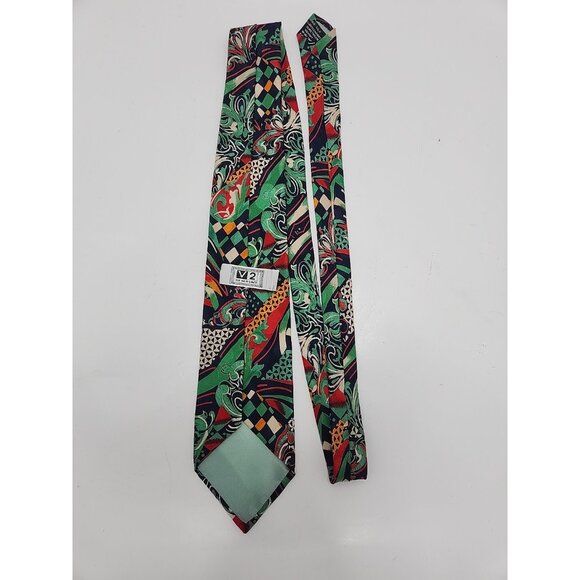 V2 By Versace Necktie Mens Silk Tie 1990S Vintage Italy Abstract RETRO Loose Tag - Picture 5 of 8